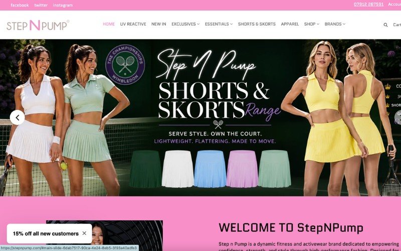 Step N Pump activewear website by protechmedia